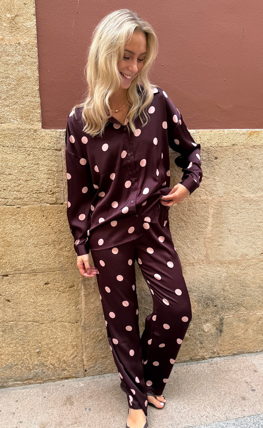 Liberte Skjorte - Dotti - Plum Rose Big Dot