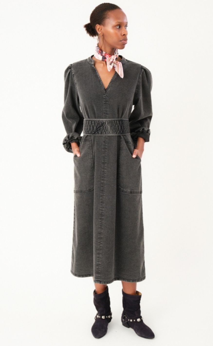 Lollys Laundry Kjole - Paris LL Midi - Washed Black