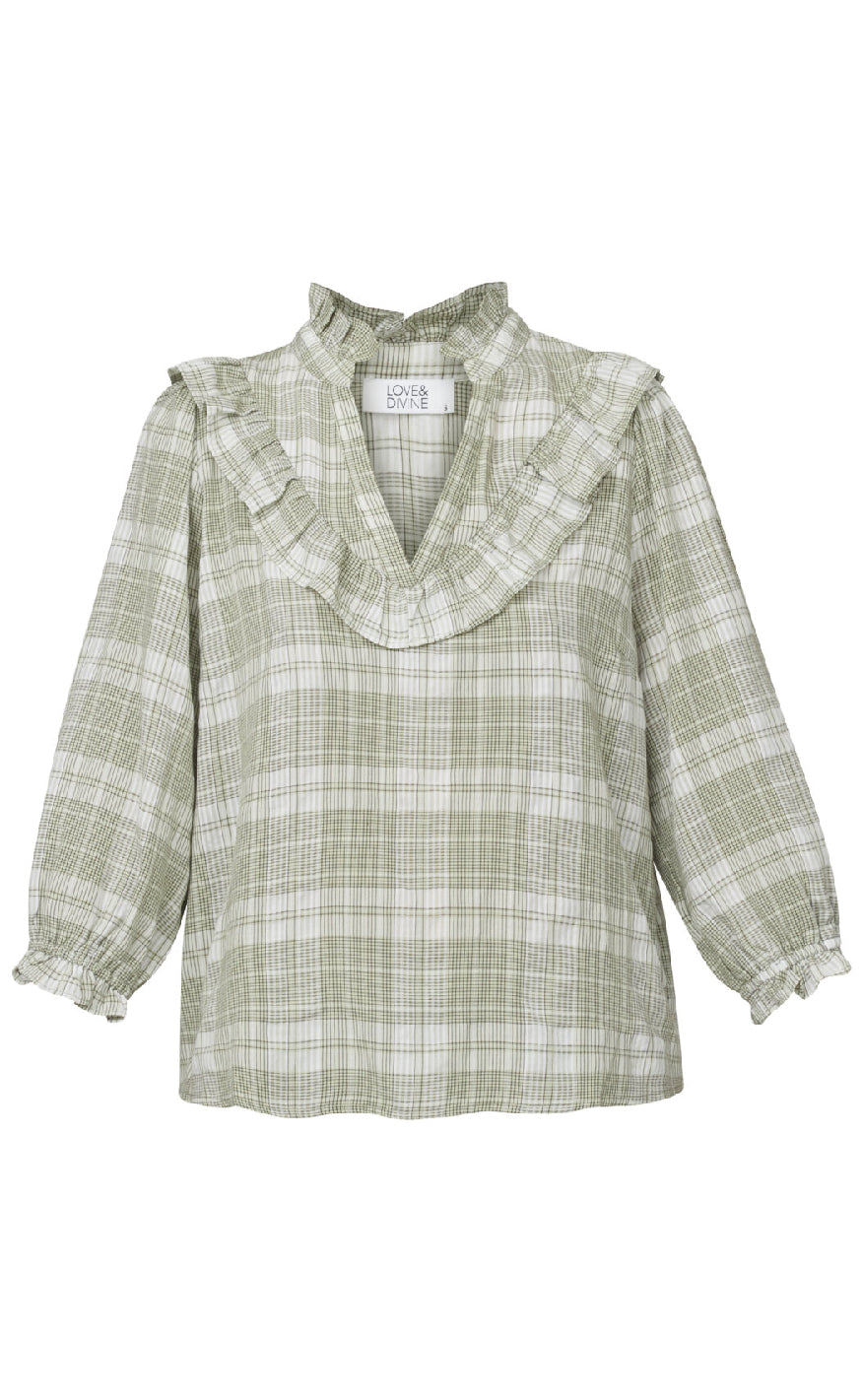 Love & Divine Bluse - Love1138-1 - Khaki Check