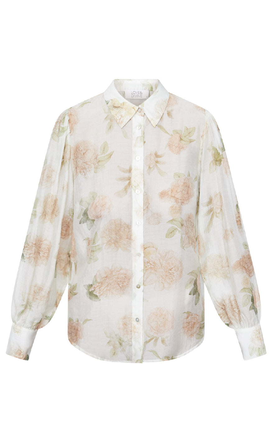 Love & Divine Skjorte - Love919-18 - Cream Flower