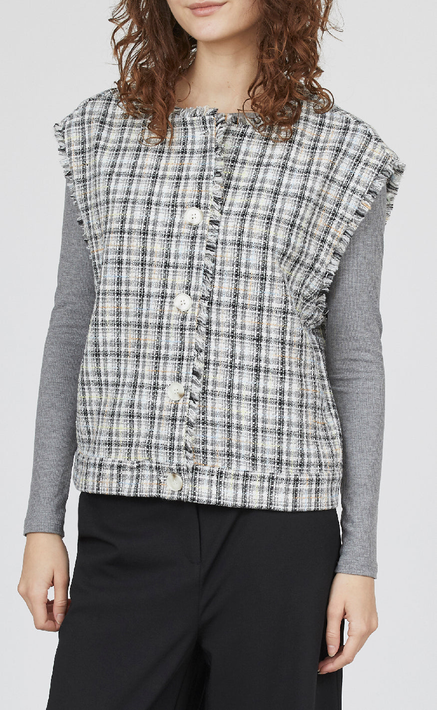 Love & Divine Vest - Love1265 - Grey Check