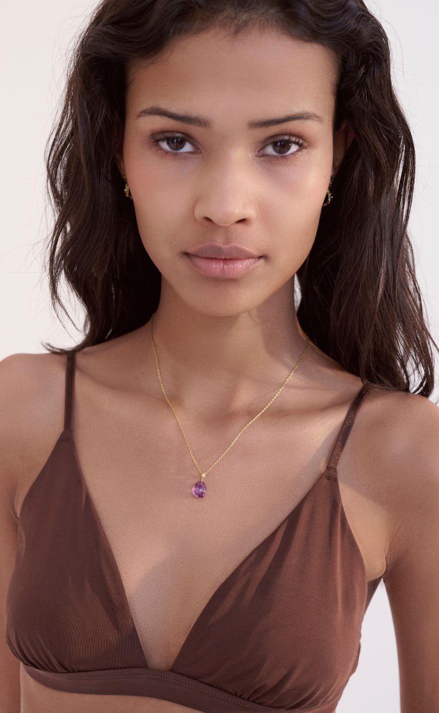 Maanesten Vedhæng - Amethyst Air - Gold Colour