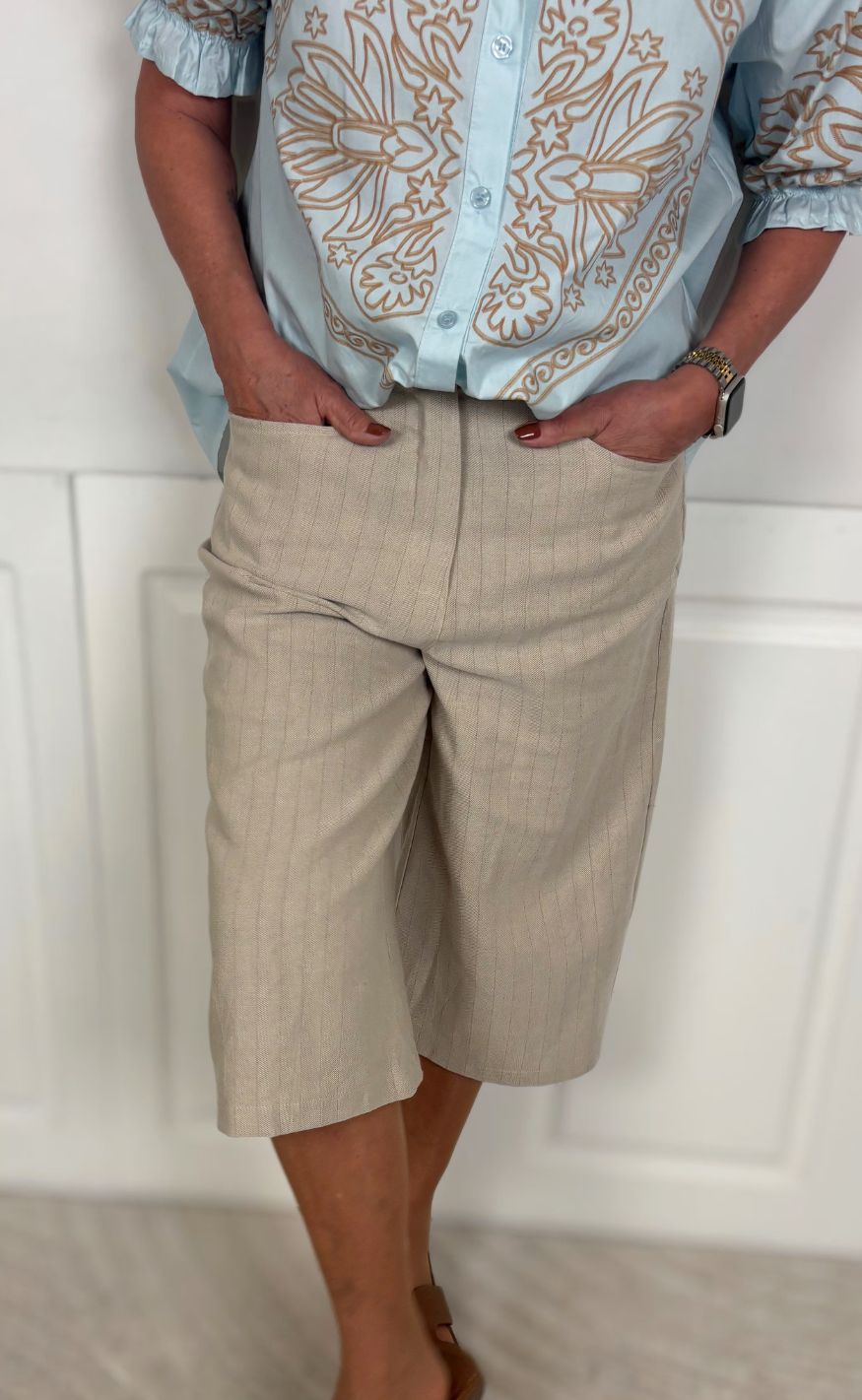 Marta Du Chateau Shorts - Adrielle - Beige Stripe