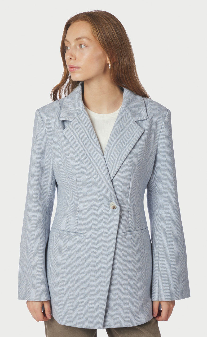 Neo Noir Blazer - Bowie Herringbone - Light Blue