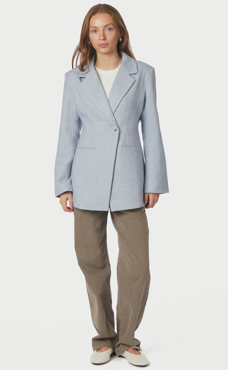Neo Noir Blazer - Bowie Herringbone - Light Blue