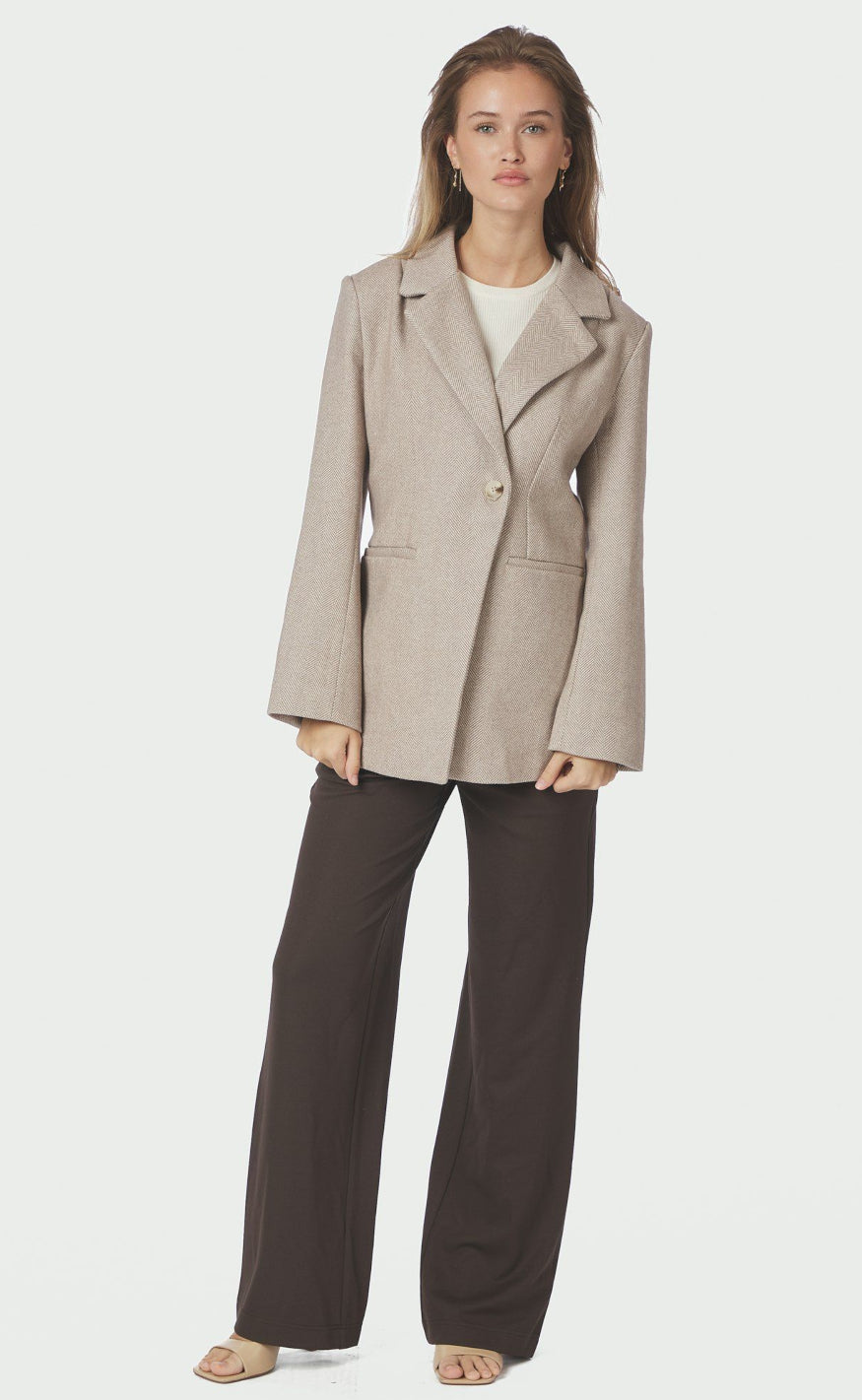 Neo Noir Blazer - Bowie Herringbone - Sand