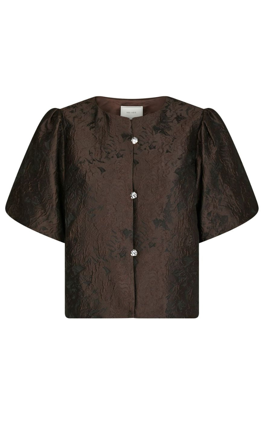 Neo Noir Bluse - Aisa Brocade - Dark Brown