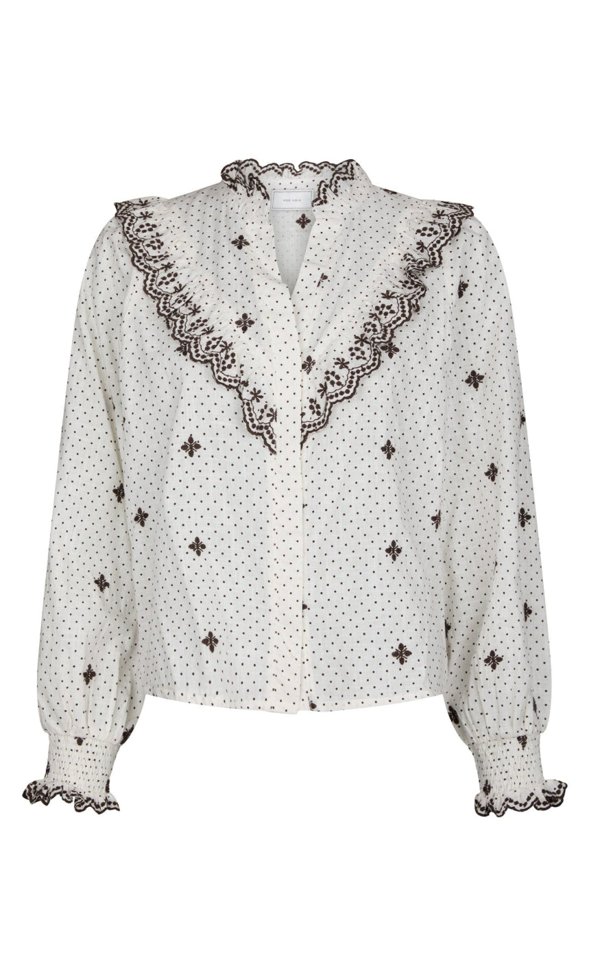 Neo Noir Bluse - Degas Dot - Off White