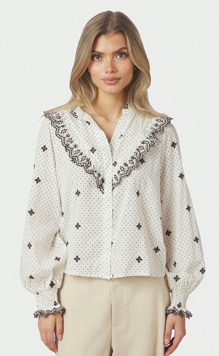 Neo Noir Bluse - Degas Dot - Off White