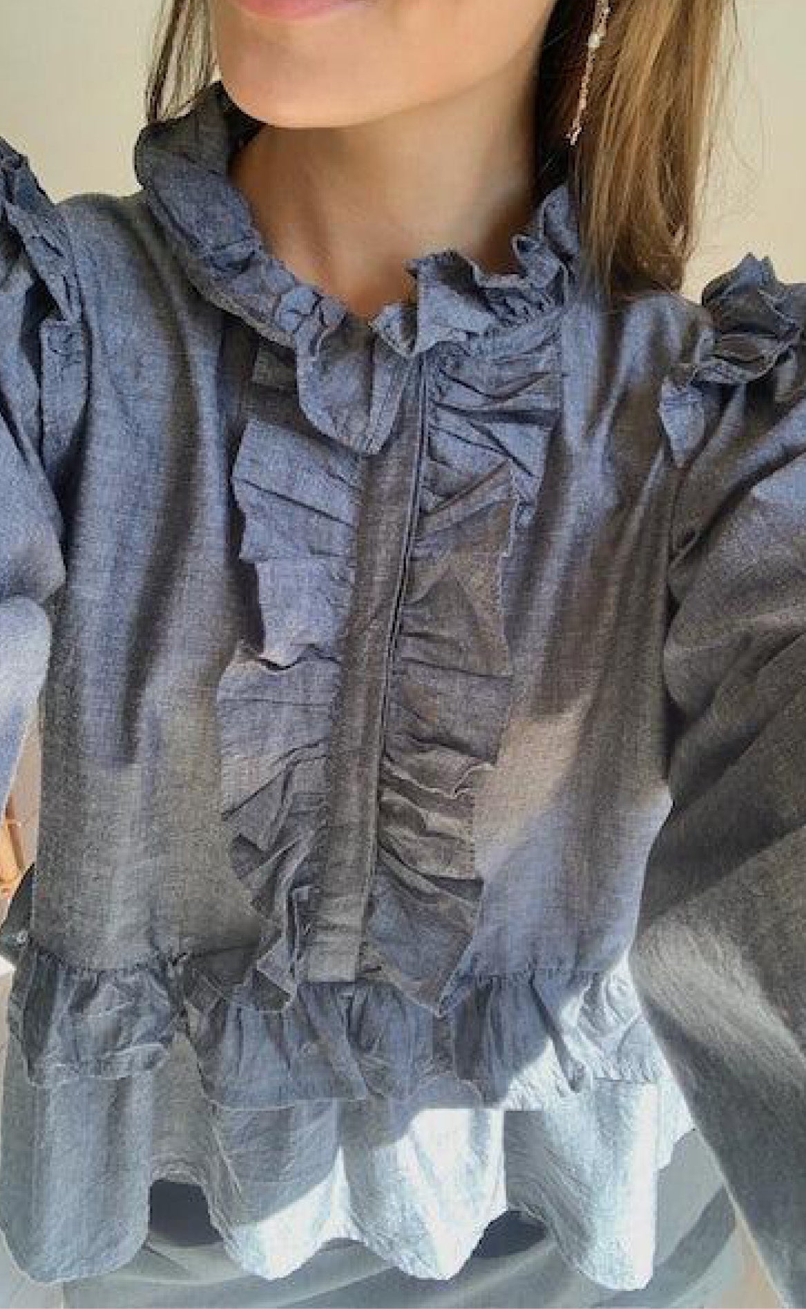 Neo Noir Bluse - Hawaii Chambray - Black