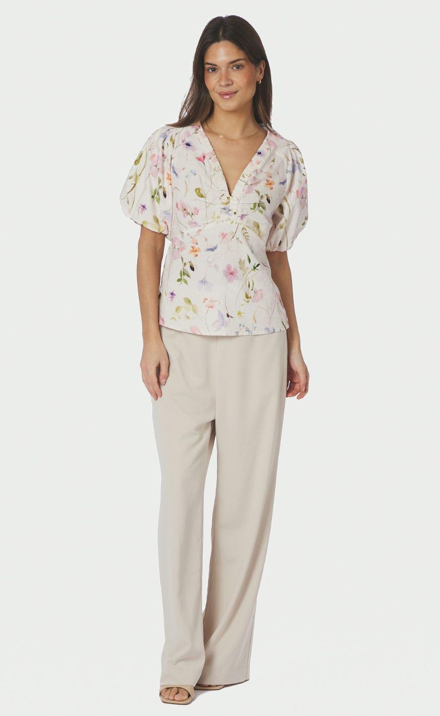 Neo Noir Bluse - Irina Flower - Off White