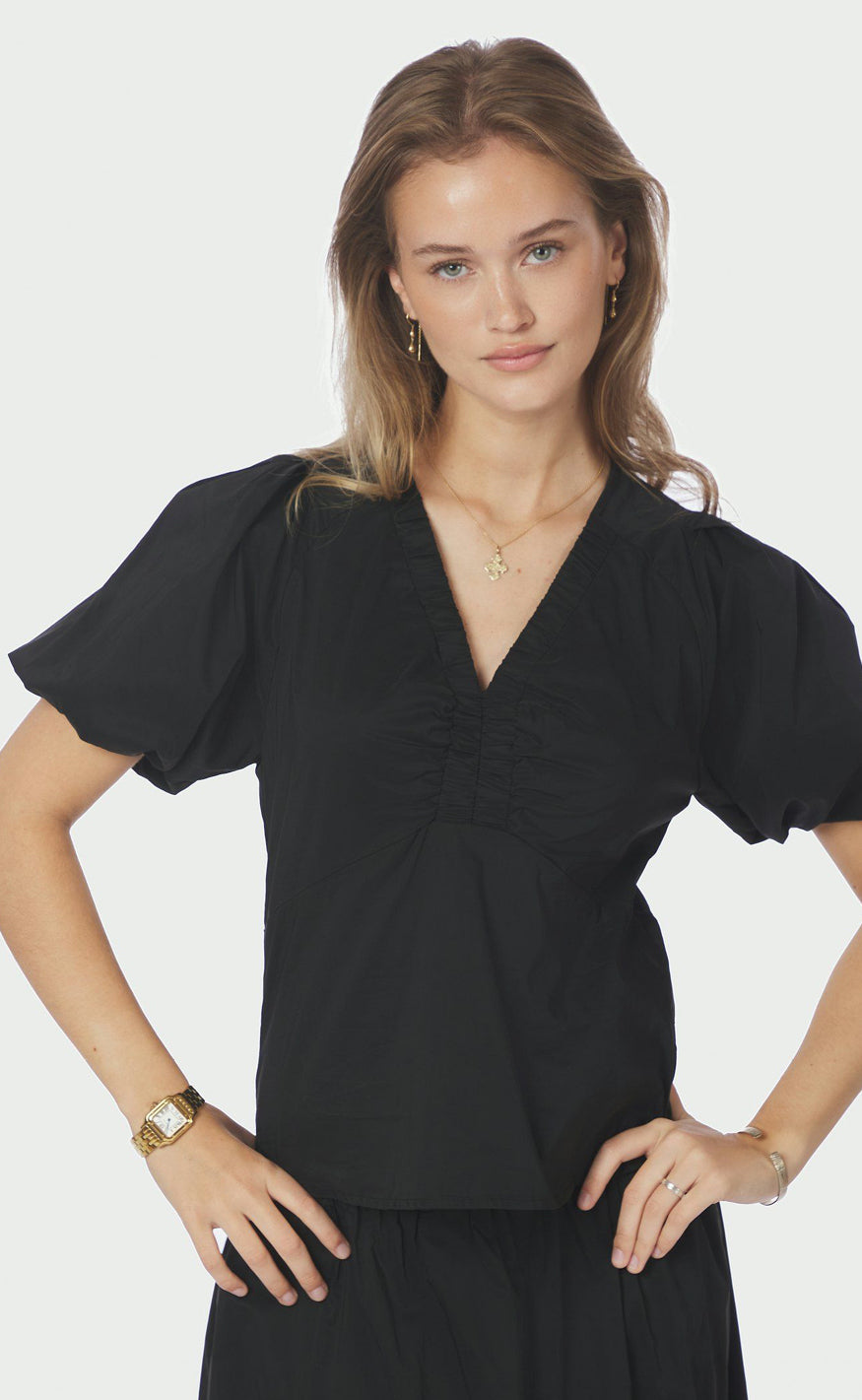 Neo Noir Bluse - Irina Poplin - Black