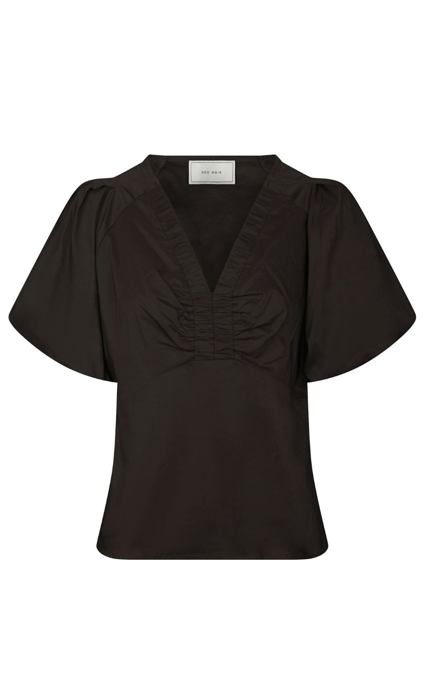 Neo Noir Bluse - Irina Poplin - Chocolate Brown