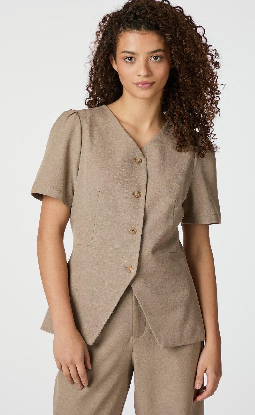 Neo Noir Bluse - Jules - Dark Taupe
