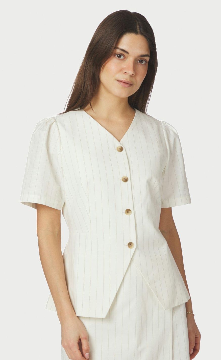 Neo Noir Bluse - Jules Summer - Taupe Stripe