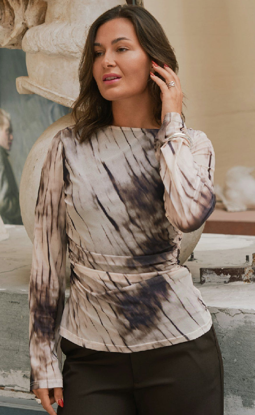 Neo Noir Bluse - Lenida - Dusty Brown