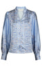 Neo Noir Bluse - Massima Paisley Border - Light Blue