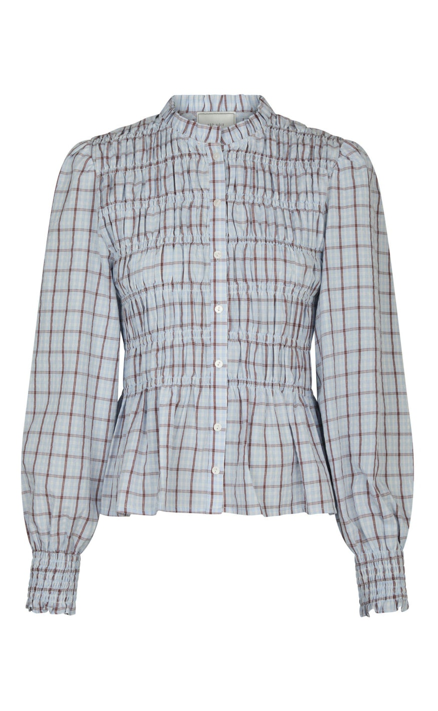 Neo Noir Bluse - Mocca - Light Blue