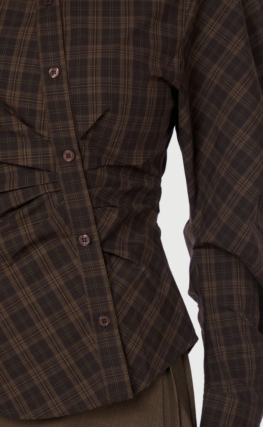 Neo Noir Bluse - Neoella Check - Dark Brown