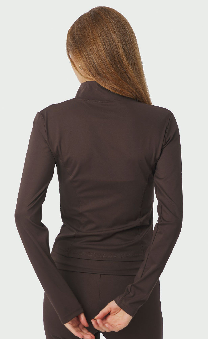 Neo Noir Bluse - Nolana Zip - Chocolate Brown