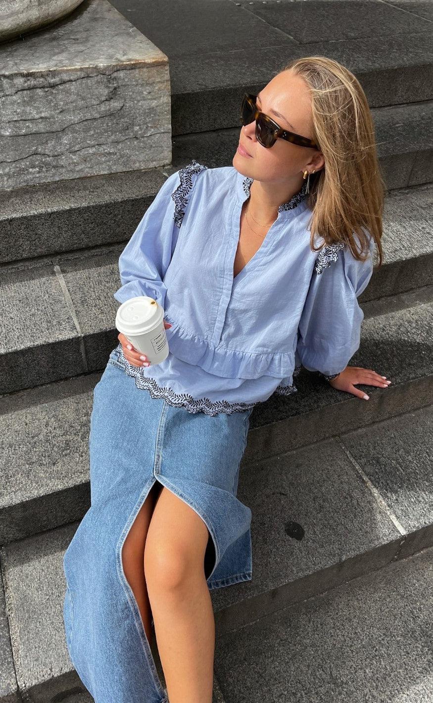 Neo Noir Bluse - Panama - Light Blue