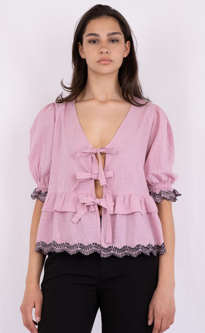 Neo Noir Bluse - Raya Embroidery - Powder