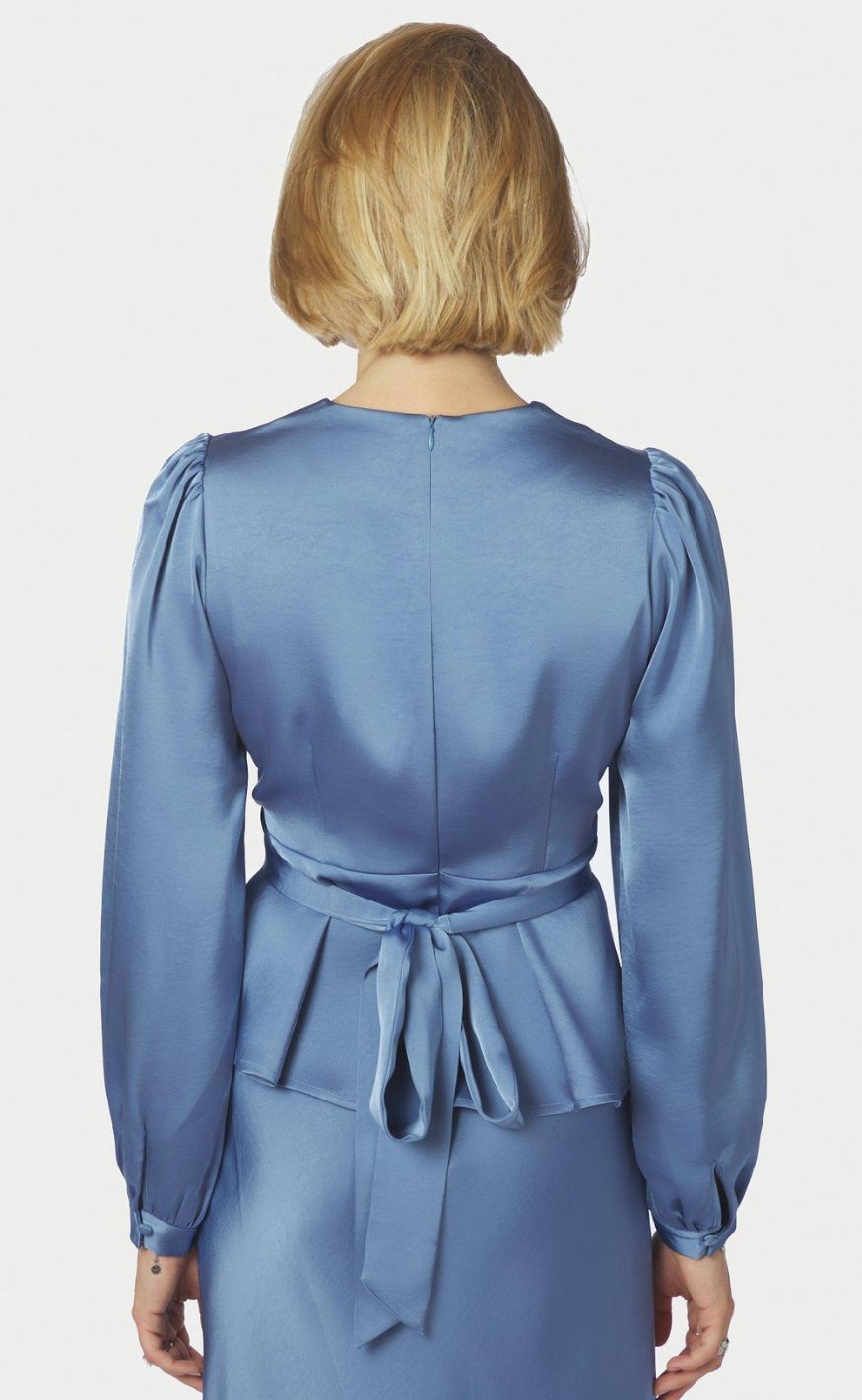 Neo Noir Bluse - Rista Heavy Sateen - Smoke Blue
