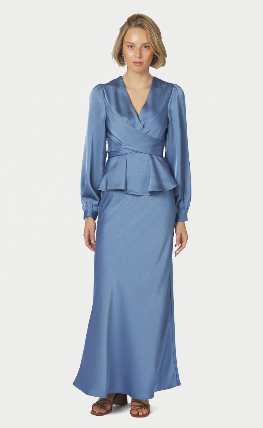 Neo Noir Bluse - Rista Heavy Sateen - Smoke Blue