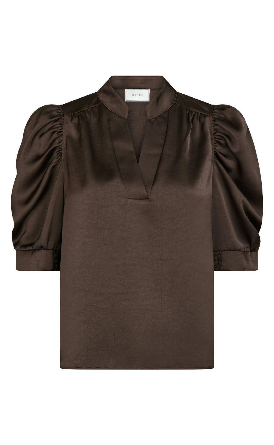Neo Noir Bluse - Roella Heavy Sateen - Dark Brown