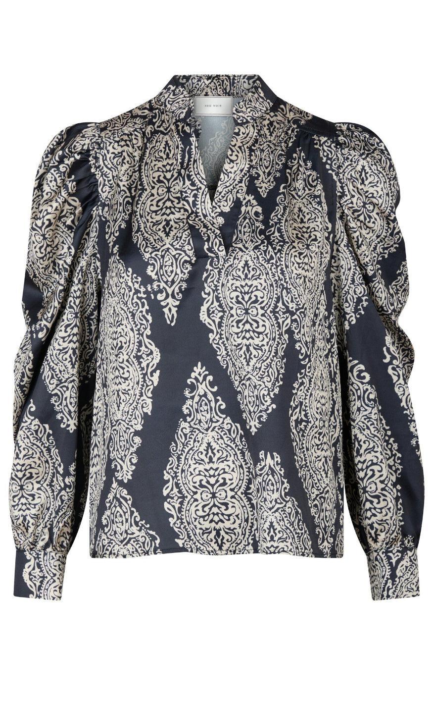 Neo Noir Bluse - Rosslyn Paisley Drop - Navy
