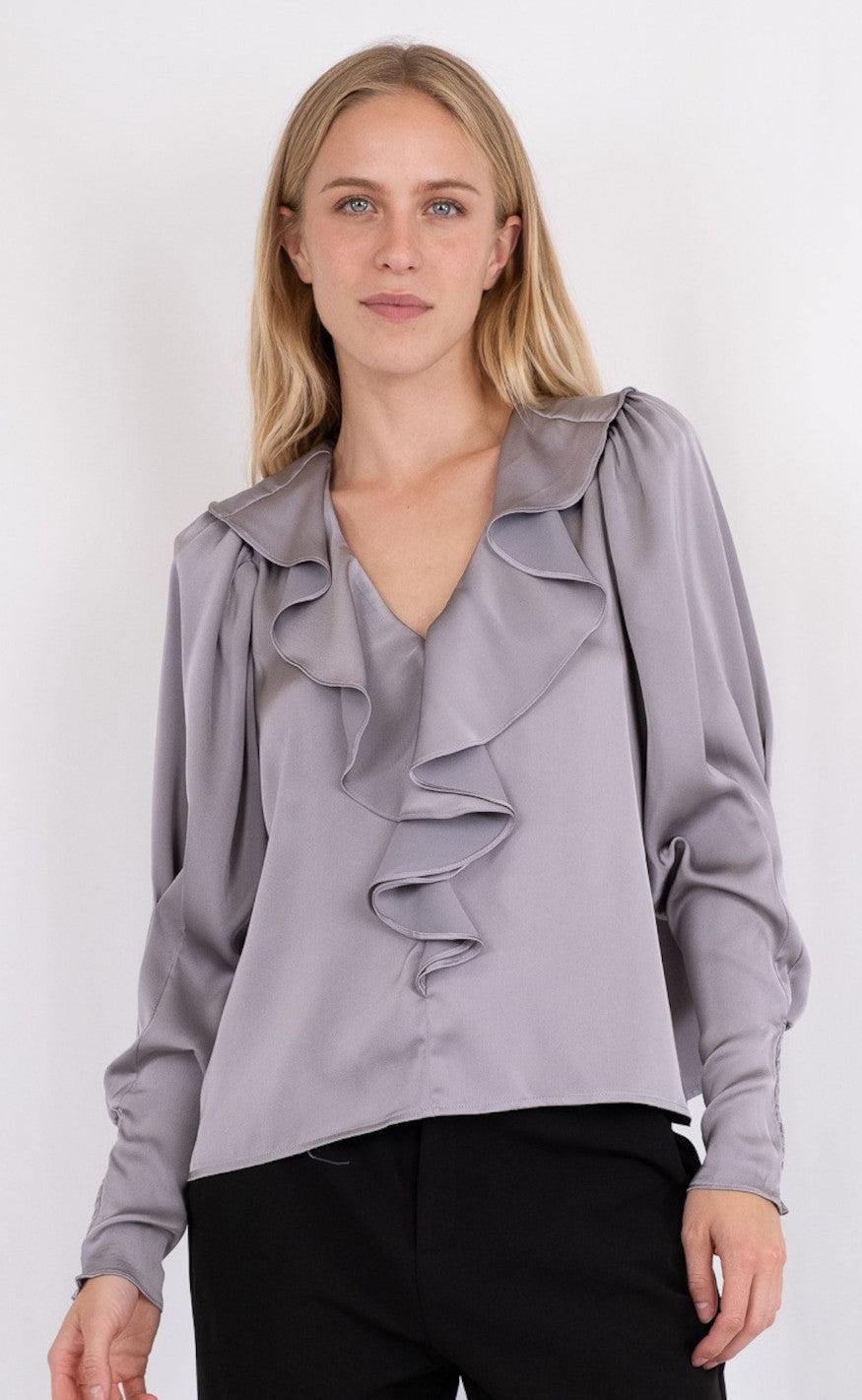 Neo Noir Bluse - Sandie Sateen - Grey