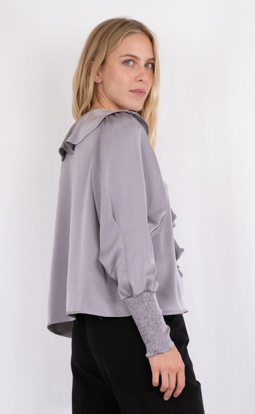 Neo Noir Bluse - Sandie Sateen - Grey