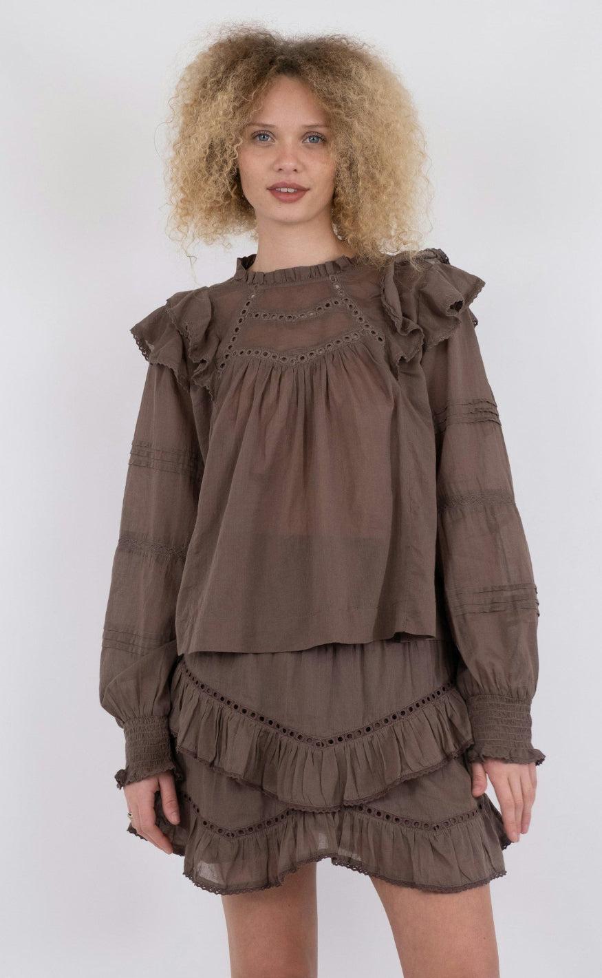 Neo Noir Bluse - Simkie S Voile - Light Brown