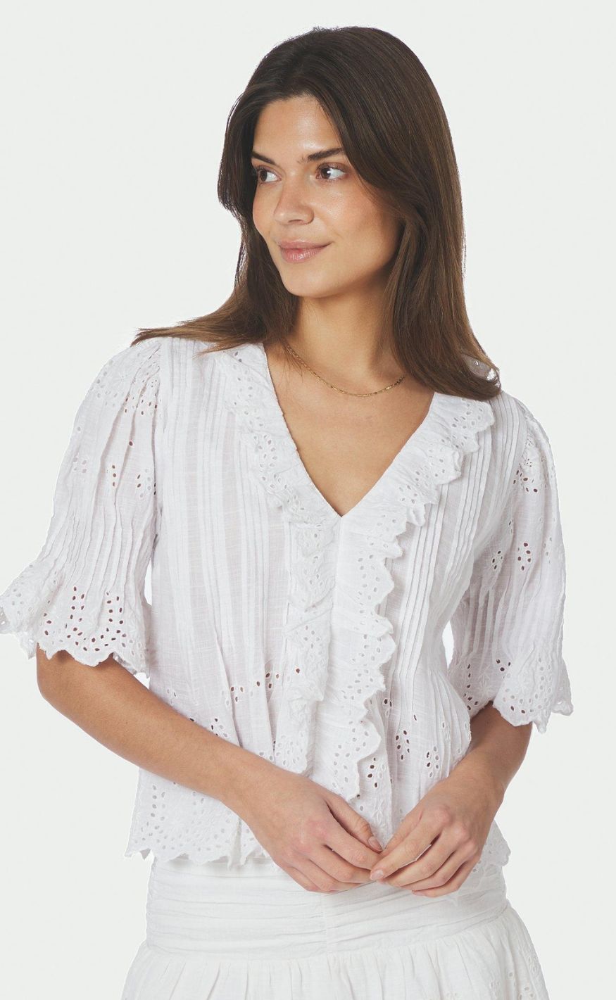 Neo Noir Bluse - Talise Emb - White