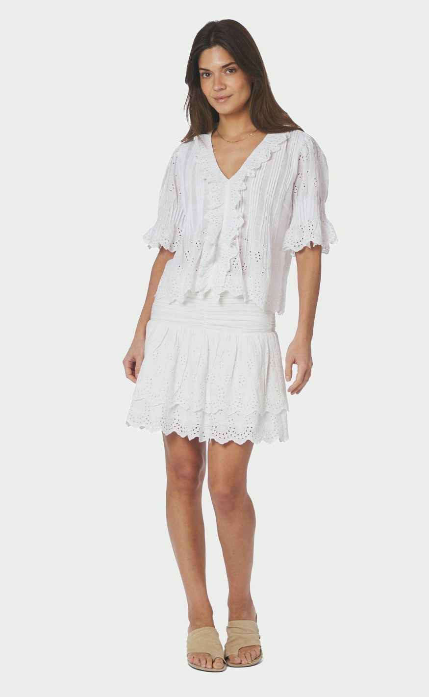 Neo Noir Bluse - Talise Emb - White