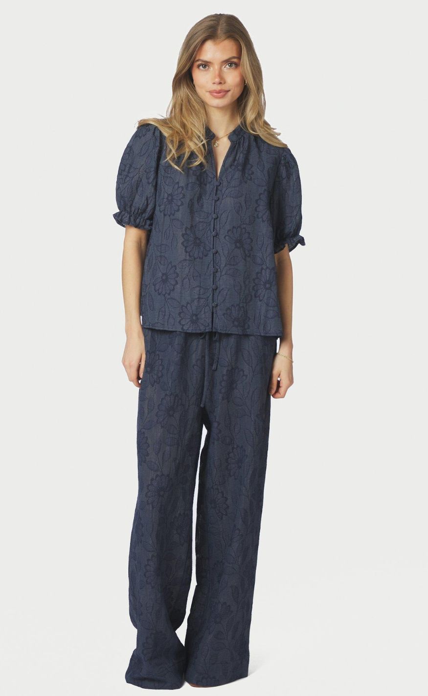 Neo Noir Bukser - Heifa Flower - Dark Blue