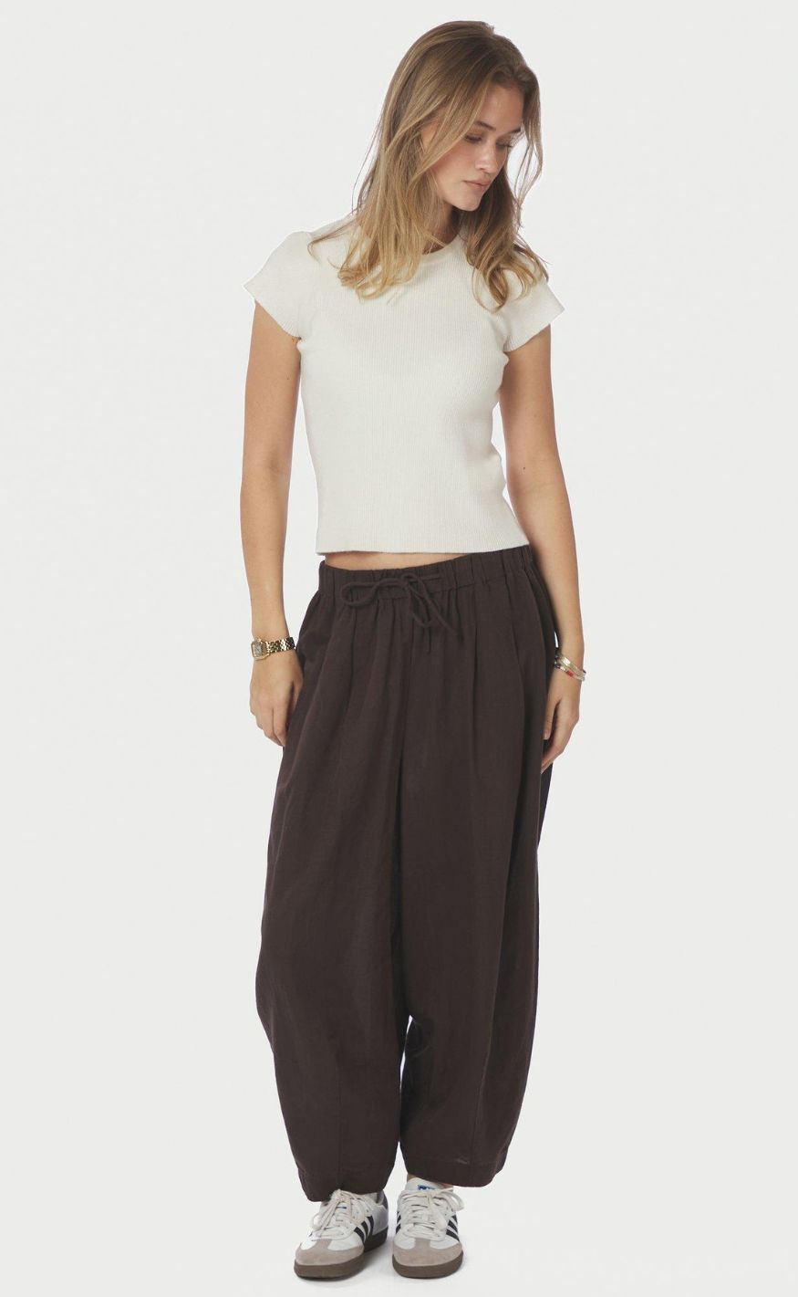 Neo Noir Bukser - Prina Linen - Dark Brown