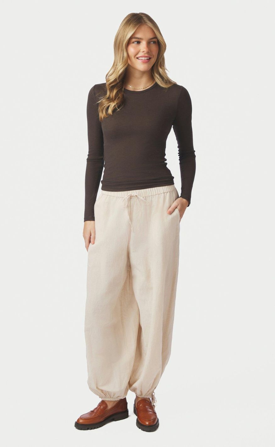 Neo Noir Bukser - Roxane Balloon Linen - Sand