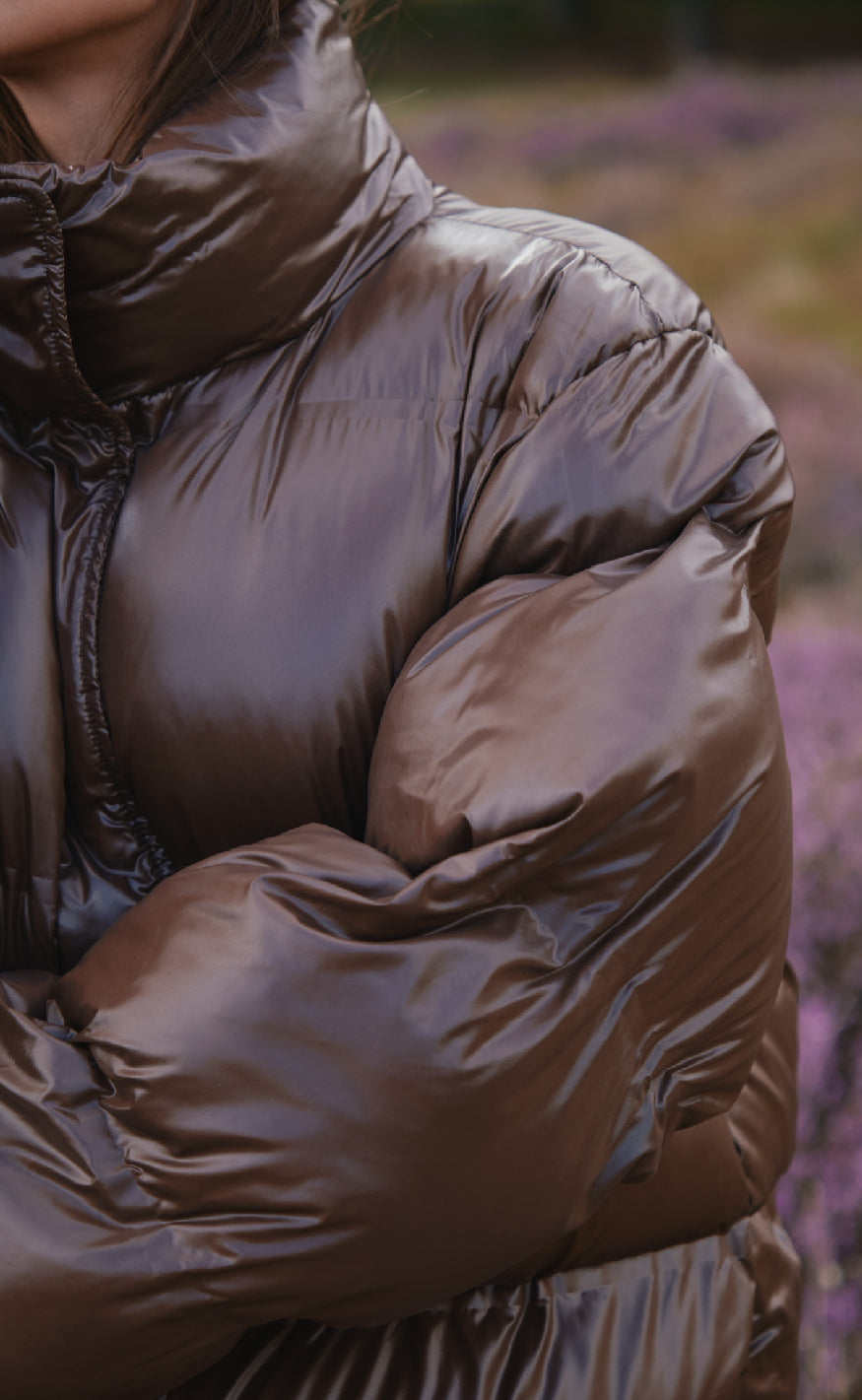 Neo Noir Jakke - Rhea Shiny Puffer - Dark Brown