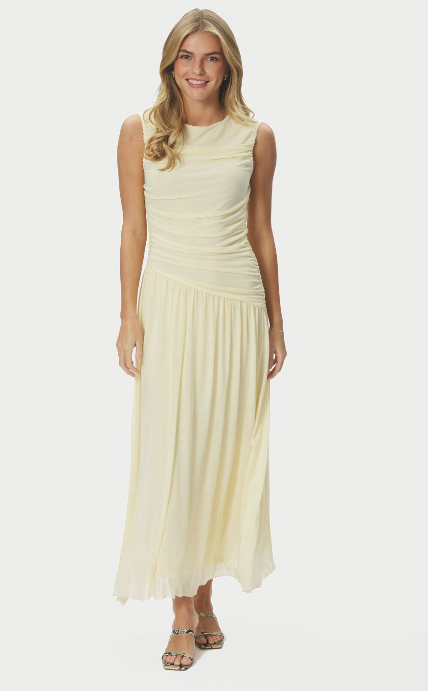 Neo Noir Kjole - Cludine Mesh - Light Yellow