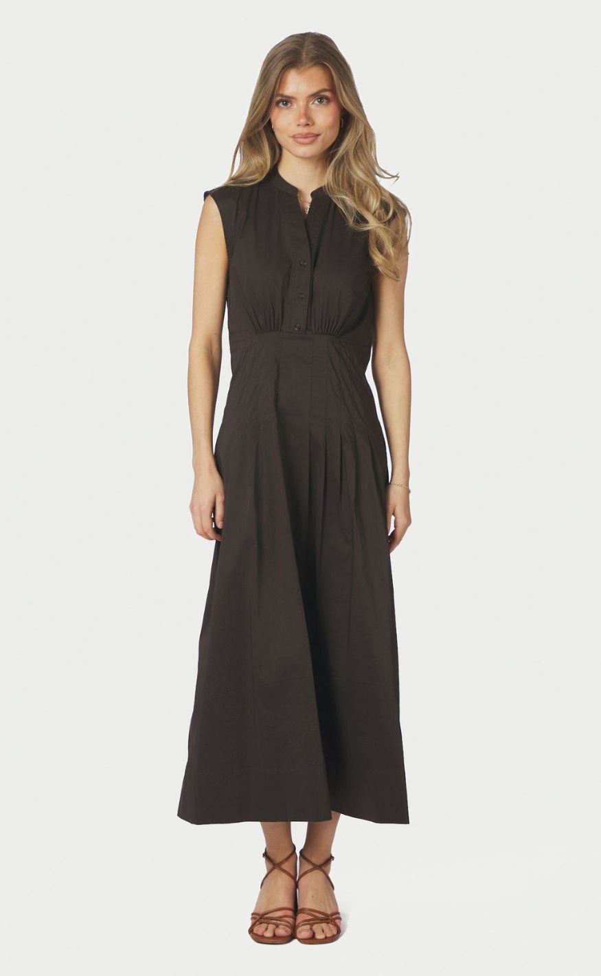 Neo Noir Kjole - Irena Poplin - Chocolate Brown