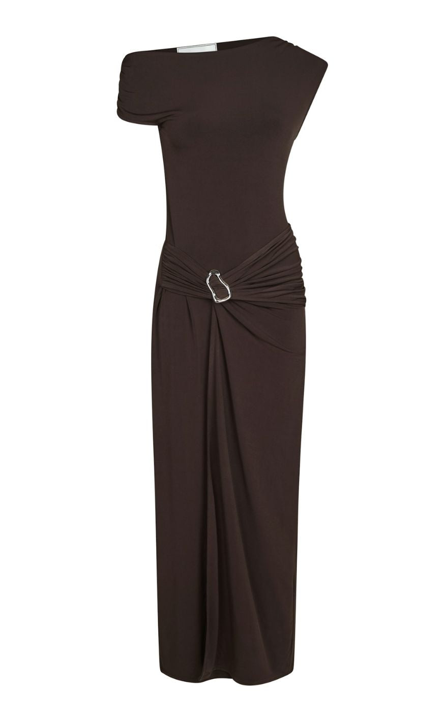 Neo Noir Kjole - Minja Drapy - Chocolate Brown
