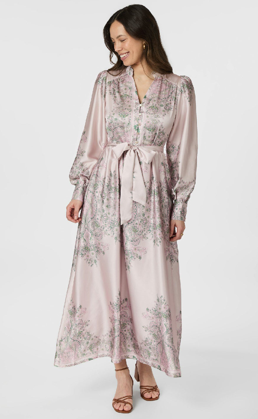 Neo Noir Kjole - Nova Paisley Border - Rose
