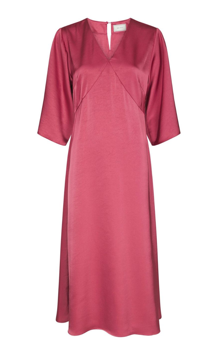 Neo Noir Kjole - Remara Heavy Sateen - Cherry Pink