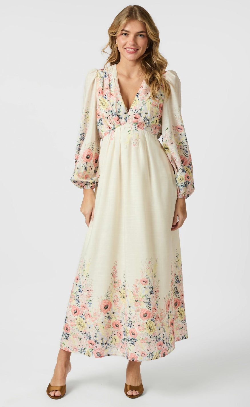 Neo Noir Kjole - Silfi Flower - Creme