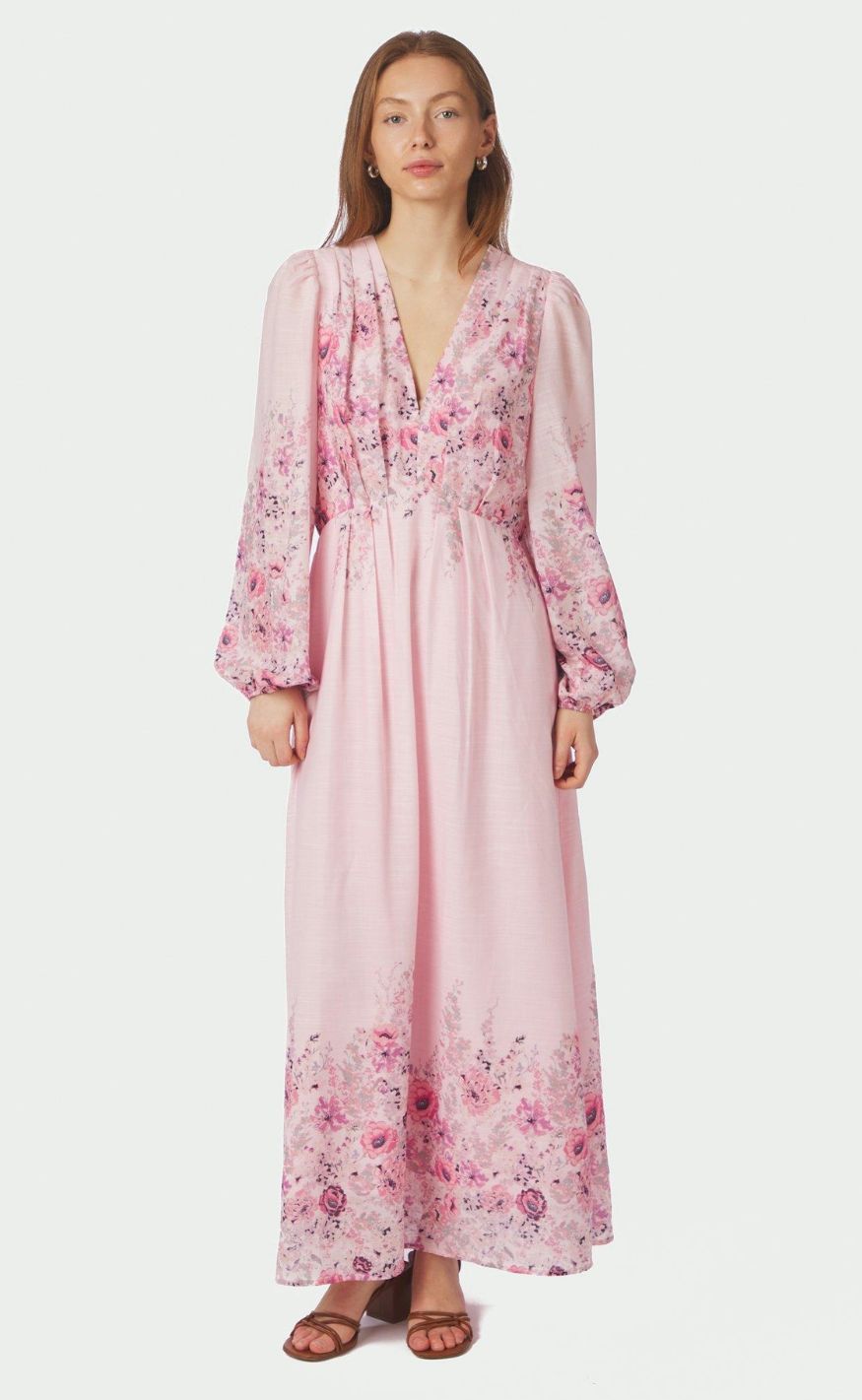 Neo Noir Kjole - Silfi Flower - Dusty Rose