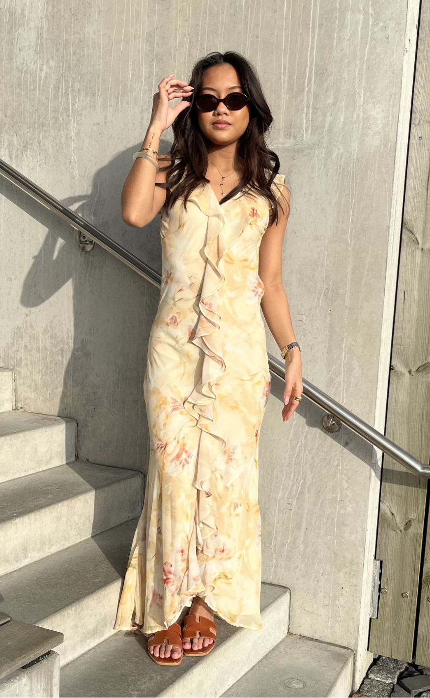 Neo Noir Kjole - Zella Chiffon - Dusty Yellow