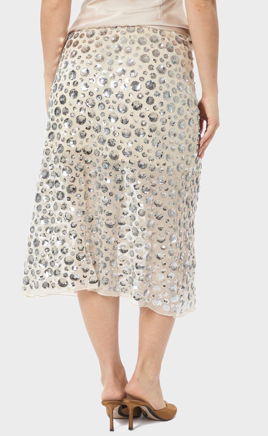 Neo Noir Nederdel - Gilla Flower Sequins - Creme