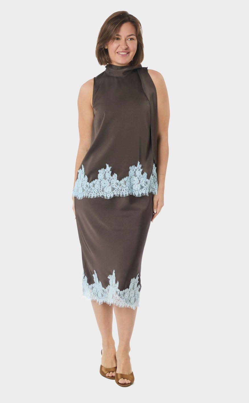 Neo Noir Nederdel - Naira Lace - Dark Brown