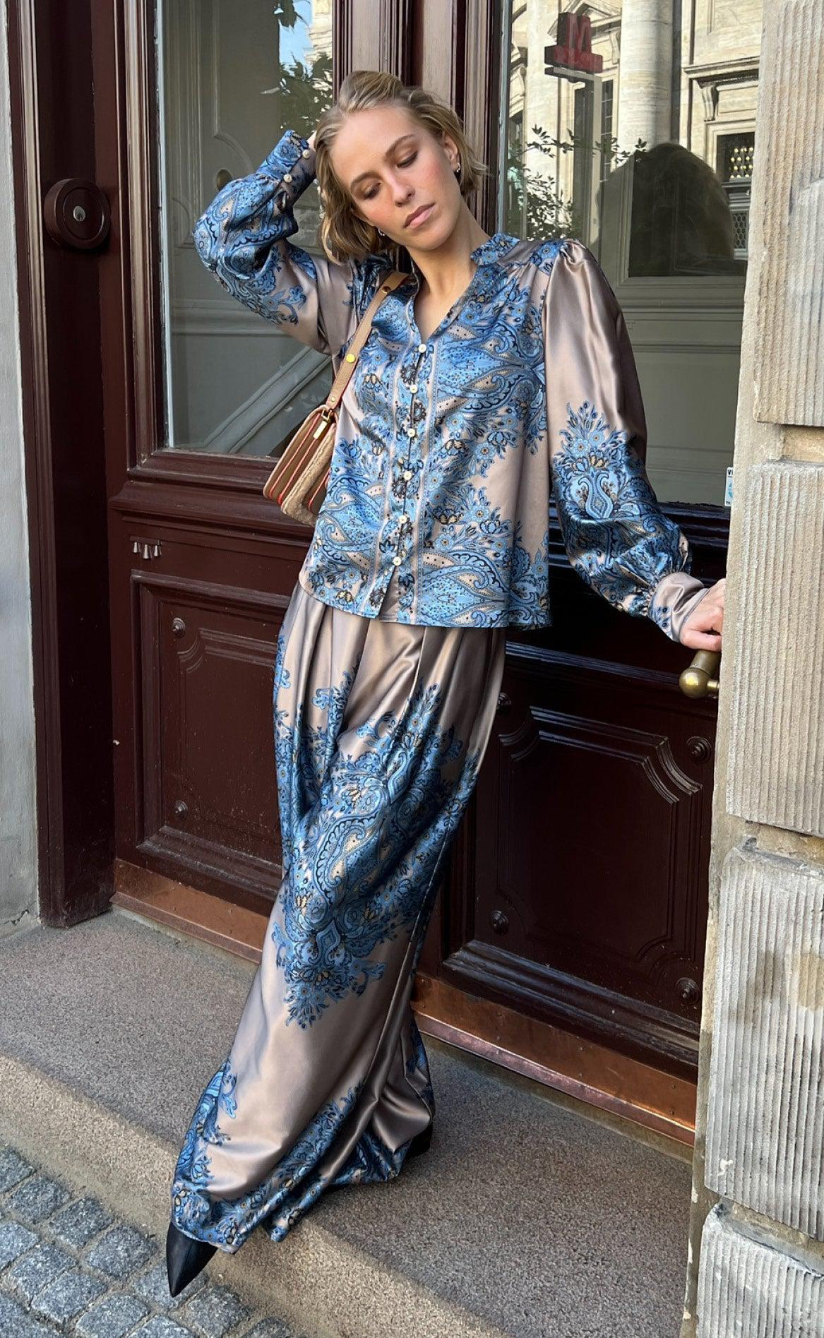 Neo Noir Skjorte - Massima Paisley - Blue